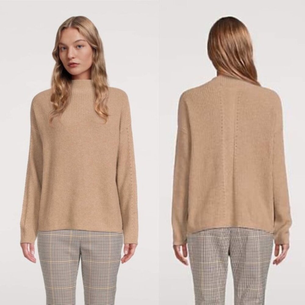 WHITE‎ + WARREN  Ribbed Mockneck Sweater Women Size Medium